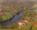 Paysage du Lot, Saint Cirq la Popie? 1922 by Jac Martin-Ferrières, Toile signée en bas à droite et datée, sold Jun 2015