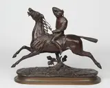 La dernière ligne droite by Paul Edouard Delabrierre, Epreuve en bronze à patine brune nuancée, sold Sep 2024