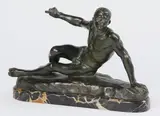 Gladiateur vaincu by Lucas Madrassi, Epreuve en bronze patine noire nuancée vert, sold Sep 2024