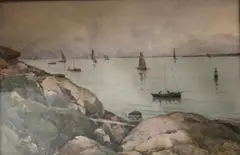 Marine by Paul Lecomte, Aquarelle, sold May 2018