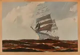 nommé P.O.M. en 1947 Trois mas carrés sous voilure réduite by Georges Fouillé, Gouache sur papier, sold Apr 2024