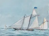Régate entre les yachts America et Lavroch by René Goulet, 1851, Gouache sur papier, sold Apr 2024