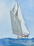 nommé P.O.M en 1918 Grand voilier sous le vent by Léon Haffner, Gouache au pochoir, sold Apr 2024