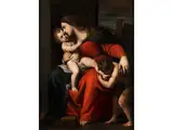 Maria mit dem Kind und Johannesknaben by Alessandro Turchi, oil on canvas, sold Jun 2025