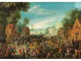 Kirmesfest mit Feierlicher Prozession by Elisabeth Seldron, oil, sold Jun 2023