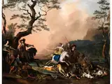 Jagdgesellschaft bei der Hirschhatz by Abraham Danielsz Hondius, oil on canvas, offered Sep 2020