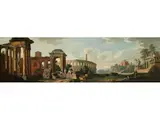 Römisches Ruinencapriccio mit Figurenstaffage by Giovanni Paolo Panini, oil on canvas, offered Dec 2023