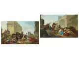 Römische Architekturcapricci mit Figuren by Hubert Robert, oil on canvas, offered Jun 2025