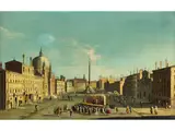 Ansicht der Piazza Navona in rom mit Schauspielerbühne by Apollonio Facchinetti, oil on canvas, sold Jun 2024