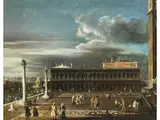 Venedig la Piazzetta mit der Libreria Sansoviniana by Pietro Bellotti, oil on canvas, sold Jun 2023