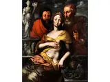 Susanna und die Beiden Alten by Vincent Sellaer, oil on panel, sold Apr 2020