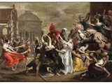 Raub der Sabinerinnen by Simon Floquet, oil on panel, sold Jun 2023