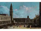 Piazzetta mit Blick auf den Campanile und den Torre Dell'orologo by Apollonio Facchinetti, oil on canvas, sold Jun 2025