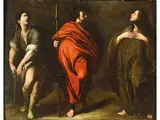 Drei Gewandfiguren by Bernardo Cavallino, oil, sold Sep 2022