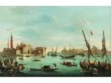 Der Bacino di san Marco mit san Giorgio Maggiore und der Giudecca by Giuseppe Bernardino Bison, oil on canvas, sold Mar 2024
