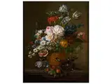 Blumenstillleben mit Vöglein auf Einem Vogelnest Sowie Erdbeeren by Willem van Leen, oil on canvas, offered Mar 2015