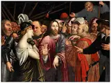 Christus und die Ehebrecherin by Lorenzo Lotto, oil on canvas, offered Sep 2019