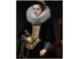 Bildnis Einer Jungen Dame im Festkleid mit Halskrause und Fächer by Cornelis de Vos, 1585 Hulst – 1651 Antwerpen, oil on panel, sold Sep 2017
