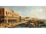 Blick auf den Molo in Richtung der Riva Degli Schiavoni by Canaletto, oil on canvas, sold Sep 2024