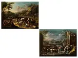 Hirten mit Vieh in Landschaft mit Flusslauf und Ruine by Gaetano de Rosa Cajetan Roos, oil on canvas, offered Mar 2015