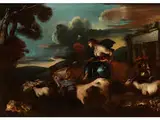 Mythologische Szene in Bergiger Landschaft by Giovanni Benedeto Castiglione, oil on canvas, offered Dec 2018