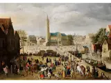 Der Marktplatz von Lier mit Kanal by Philips de Momper, oil on panel, sold Mar 2026