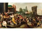 Die Werke der Barmherzigkeit by Frans Francken Ii., oil on panel, sold Mar 2026