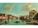 Blick auf den Canal Grande in Venedig mit der Kirche Santa Croce und der Kirche Degli Scalzi by William James, oil on canvas, sold Sep 2024