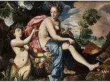 Ceres Empfängt den Gürtel der Proserpina Durch Cyane by Niederländischer Manierist um 1600, oil on panel, sold Dec 2021