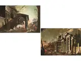 Architekturcapricci mit Figurenstaffage by Ascanio Luciano, oil on canvas, sold Sep 2022