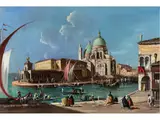 Blick auf die Kirche Santa Maria Della Salute mit der Punta Della Dogana by Giacomo Guardi, oil on canvas, sold Mar 2024