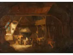 Bauernfamilie in Einem Scheuneninterieur by Isaac van Ostade, oil, offered Jun 2021