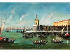 Ansicht von Venedig mit der Punta Della Dogana by Giuseppe Bernardino Bison, oil on canvas, sold Jun 2026