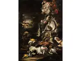 Stillleben mit Jagdbeute und Hunden by Gaetano Cusati, oil on canvas, offered Jul 2020