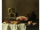 Prachtvolles Stillleben mit Schinken by Willem Claesz. Heda, oil on canvas, sold Sep 2018