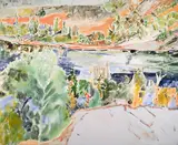 When it's Hot the Trees Quake and the Land Vibrates by David Alexander, 1985, acrylic on canvas, sold Sep 2020