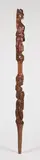Walking Stick by Unidentified First Nations Artist, carved wood with inlaid abalone, sold Aug 2020