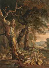 Verdorrte Eiche by Wilhelm von Kobell, 1792, Aquarell über Aquatinta auf Papier, auf Karton aufgezogen, sold May 2014
