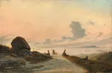 Felsige Meeresküste mit Reiter by Christian Martin Tegner, 1864, Öl auf Leinwand, sold May 2014