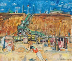 Strandszene by Erich Büttner, 1932, Öl auf Leinwand, sold May 2014