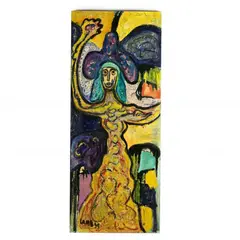 Untitled by Matt Lamb, Oil on salvaged hollow door, sold Oct 2023
