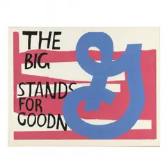 For Eleanor (The Big G Stands For Goodness) by Sister Mary Corita Kent, Silkscreen in colors on pellon, sold Oct 2023