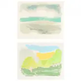 May the Sun Shine on you Sweetly / May the Rivers Flow Sweetly (Two Works) by Sister Mary Corita Kent, Silkscreens in color, sold Oct 2023