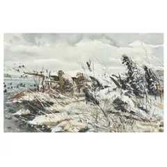 December Duck Hunting by Chet Reneson, Watercolor and whitening on paper, sold Oct 2023
