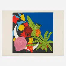 Brussel Sprouts by Hunt Slonem, 1980, screenprint in colors, sold Aug 2022