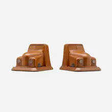 Bookends, pair by Machine Age, c. 1940, mahogany, plastic, sold Aug 2022