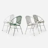 Outdoor chairs, set of four by Maurizio Tempestini, c. 1950, enameled steel, sold Aug 2022