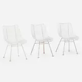 Sculptura dining chairs, set of three by Russell Woodard, c. 1965, enameled steel, sold Aug 2022