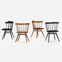Straight chairs model N19, set of four by George Nakashima, walnut, sold Aug 2022