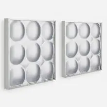 Bubble mirrors, pair by Ram Products, c. 1970, acrylic mirror, aluminum, sold Aug 2022